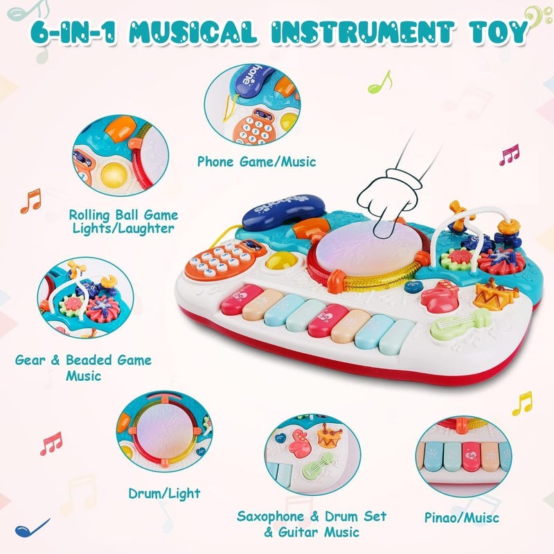 ST ZONE Baby Musical Toys, 12 to 18 Months Toddler Toy, 6-in-1 Kids Keyboard Piano Drum Musical Instruments, Learning Educational Tabletop Game, Birthday Gift for 1 2 3 Years Old Girls Boys - Image 3
